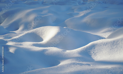 snowdrift, a snowy plain in the sun. winter