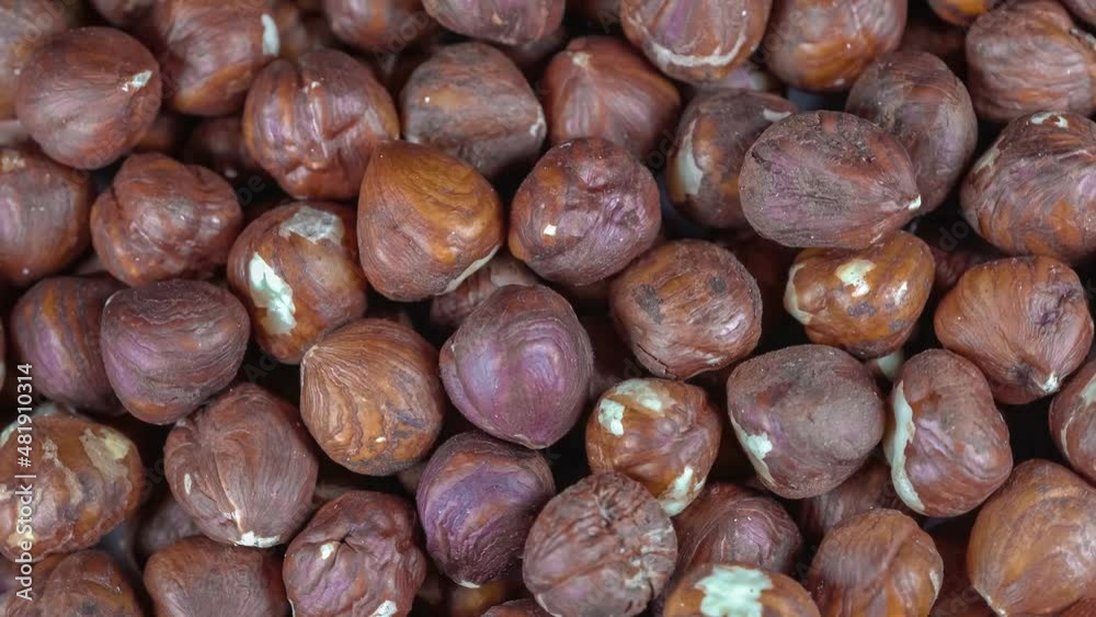Hazelnuts on background - rotating and looping video Hazelnuts on background - rotating and looping video
