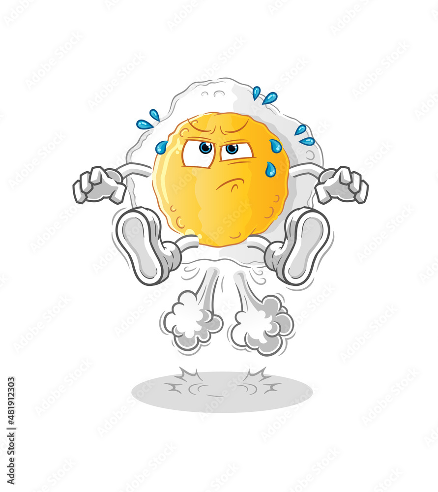 sunny side up fart jumping illustration. character vector