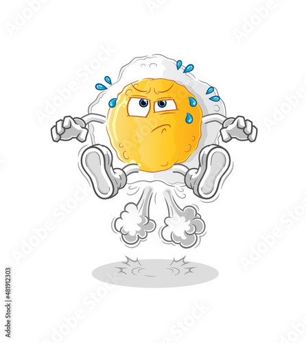 sunny side up fart jumping illustration. character vector