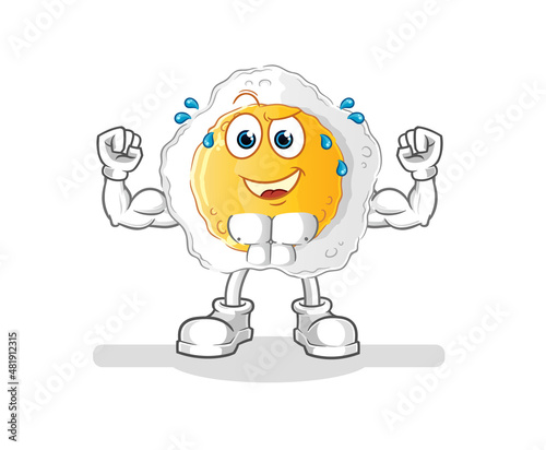 sunny side up muscular cartoon. cartoon mascot vector