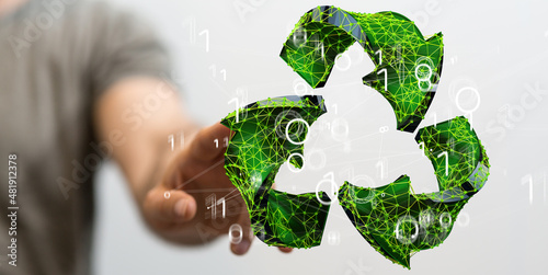 3d rendering of green recyc...