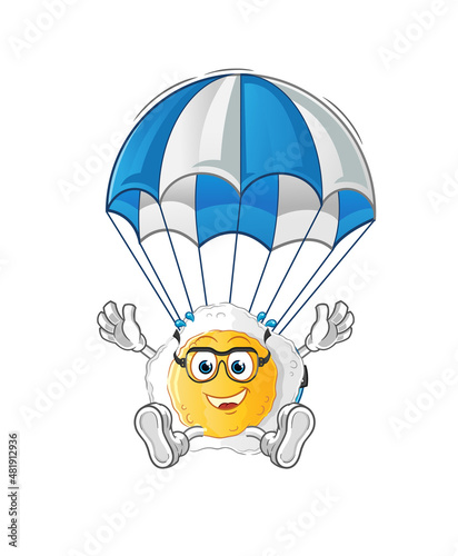 Fototapeta Naklejka Na Ścianę i Meble -  sunny side up skydiving character. cartoon mascot vector