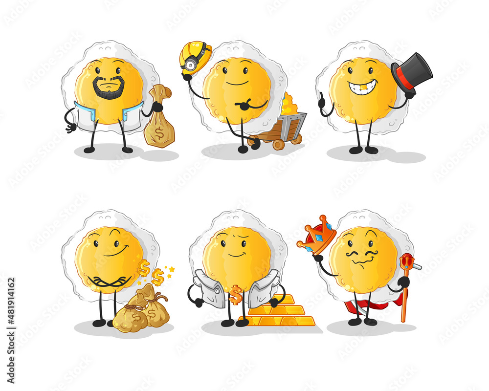 sunny side up rich group character. cartoon mascot vector sunny side up rich group character. cartoon mascot vector