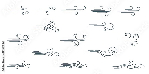 Big set of doodle wind, weather, environment. Vector set of air icons. photo