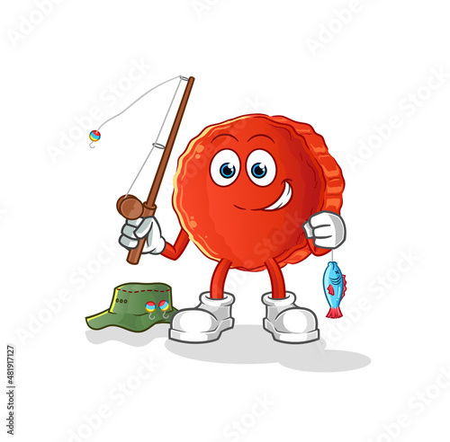 bottle cap fisherman illustration. character vector