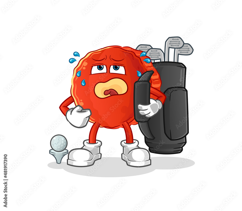 Fototapeta premium bottle cap with golf equipment. cartoon mascot vector