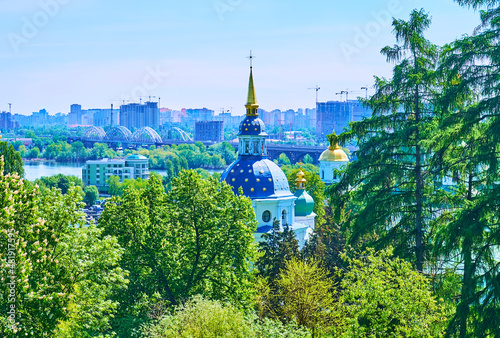 The dome of the stellar belfry of Vydubychi Monastery, Kyiv, Ukraine Fototapete