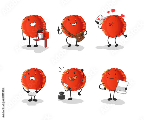 bottle cap postman set character. cartoon mascot vector