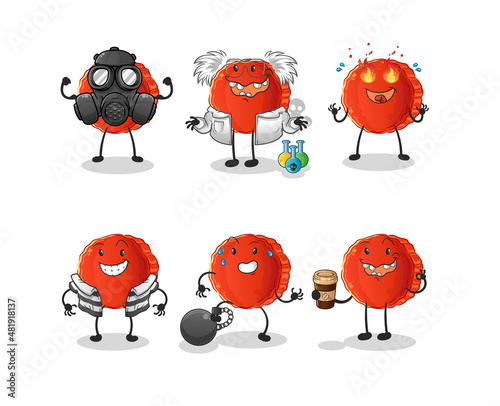 bottle cap villain group character. cartoon mascot vector