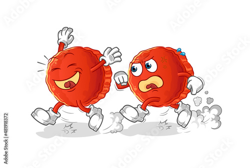 bottle cap play chase cartoon. cartoon mascot vector