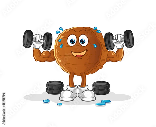 burger meat weight training illustration. character vector