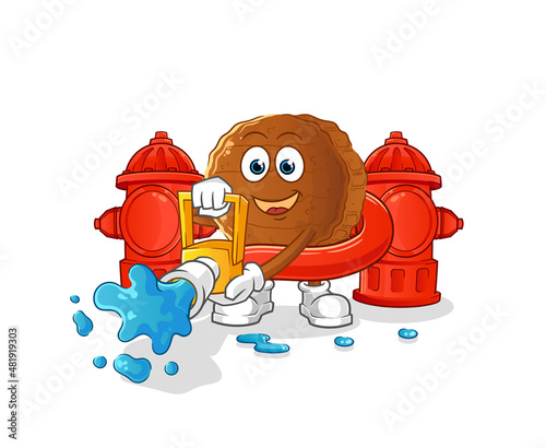 burger meat firefighter vector. cartoon character