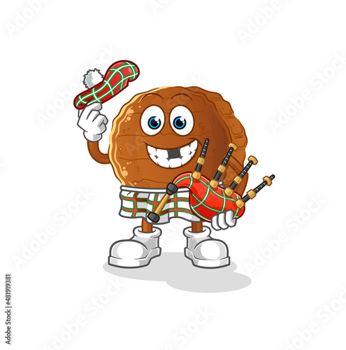 burger meat scottish with bagpipes vector. cartoon character