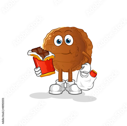 burger meat eat chocolate mascot. cartoon vector