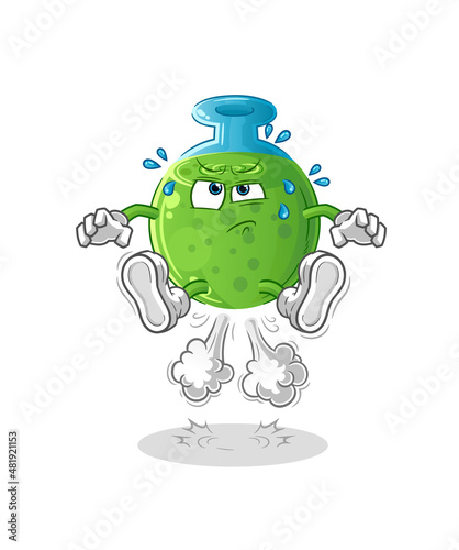 chemical tube fart jumping illustration. character vector