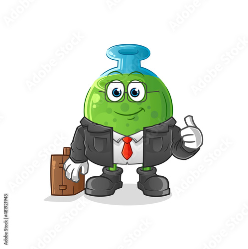 chemical tube office worker mascot. cartoon vector