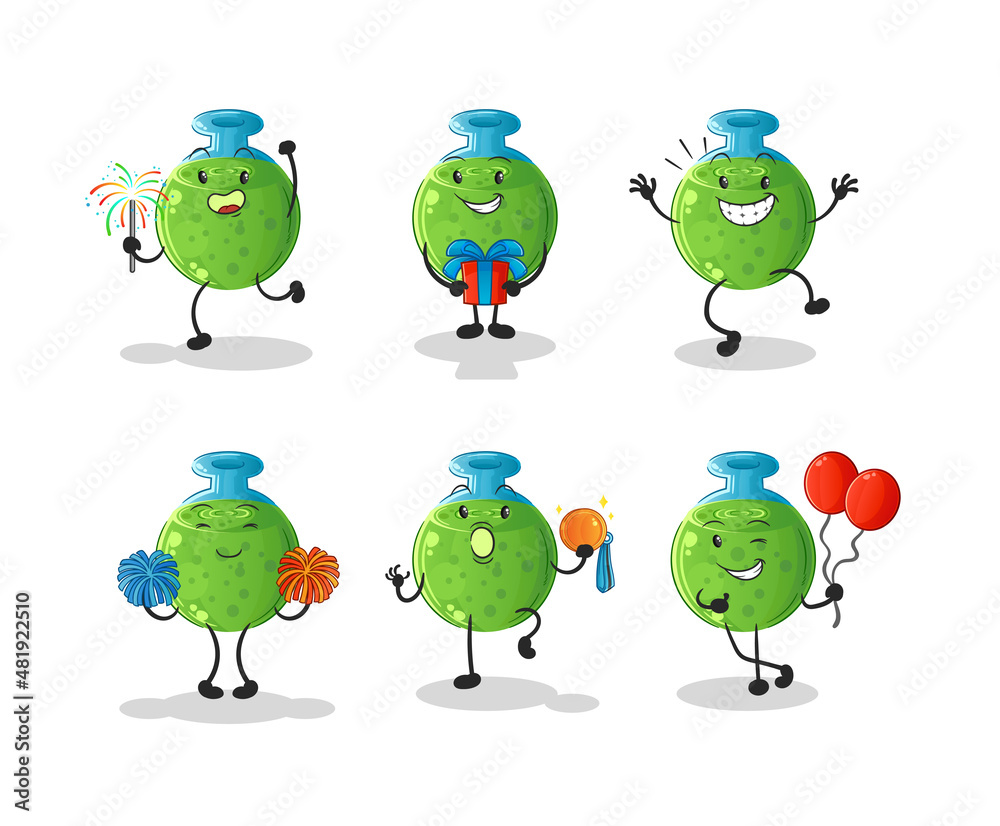 chemical tube celebration set character. cartoon mascot vector chemical tube celebration set character. cartoon mascot vector