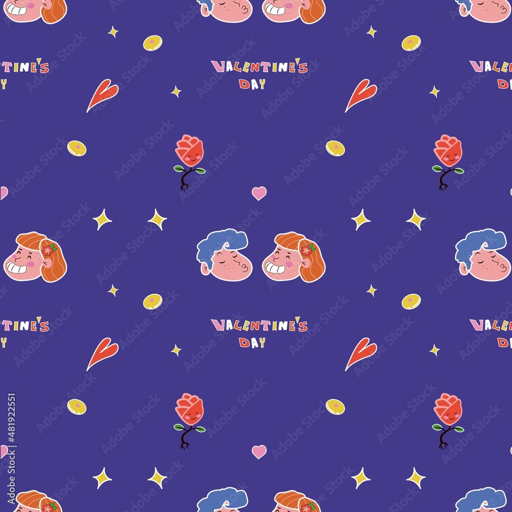 
Valentine's Day Romantic patterns. Background for Valentines day. llustration for babies, kids. pattern with hearts