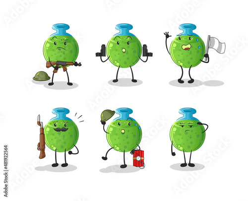 chemical tube troops character. cartoon mascot vector
