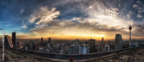 Photography view on kuala lumpur city from roof of high building