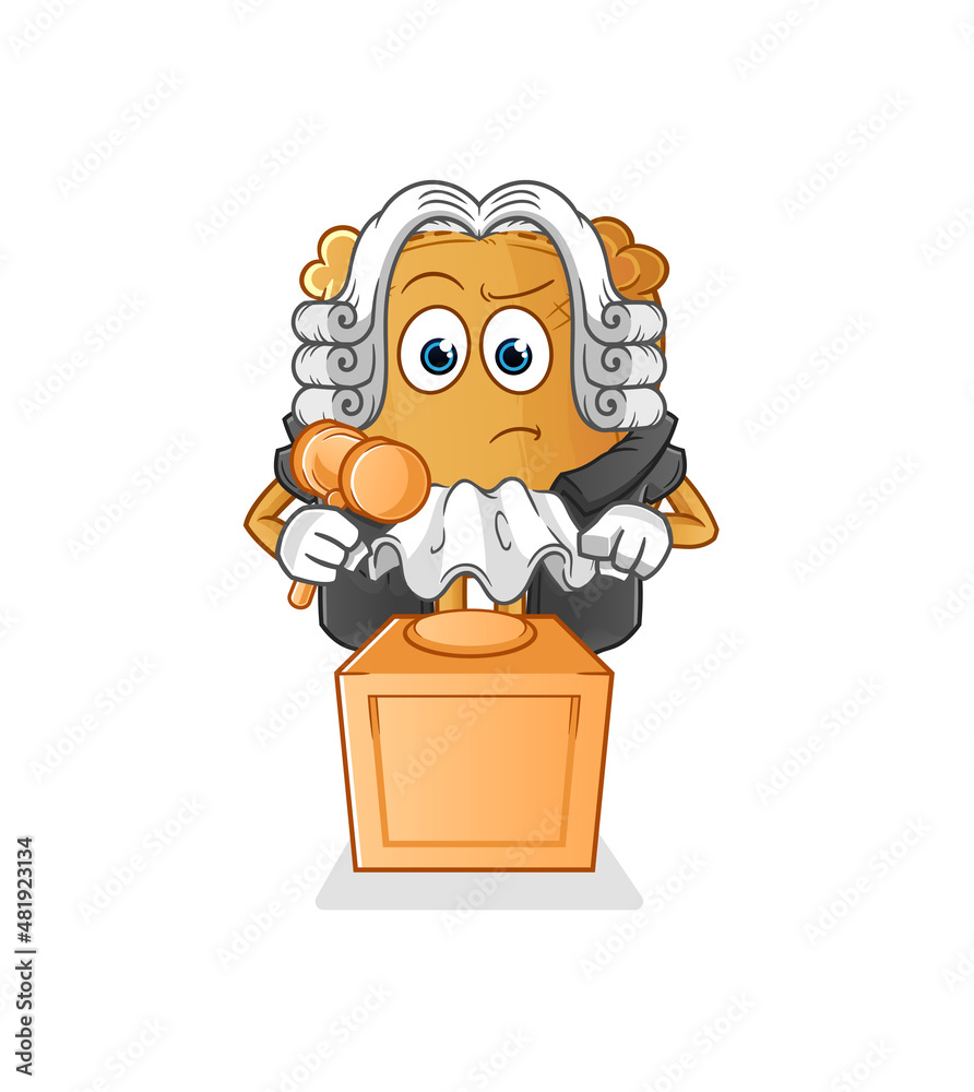 Fototapeta premium burlap sack judge holds gavel. character vector