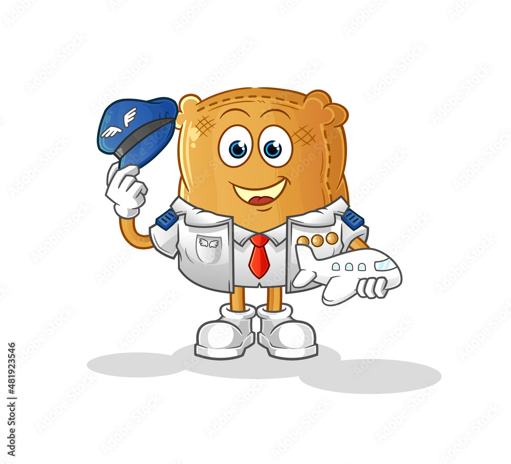 burlap sack pilot mascot. cartoon vector burlap sack pilot mascot. cartoon vector