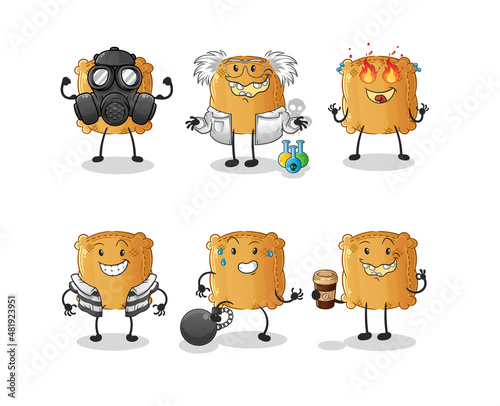 burlap sack villain group character. cartoon mascot vector
