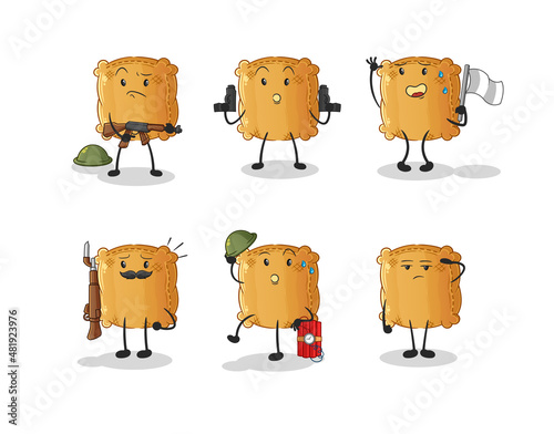 burlap sack troops character. cartoon mascot vector