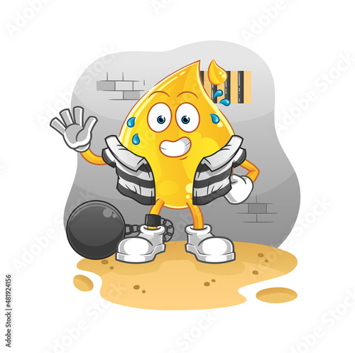 oil criminal in jail. cartoon character