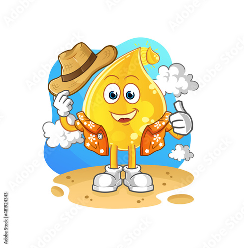 oil go on vacation. cartoon mascot vector