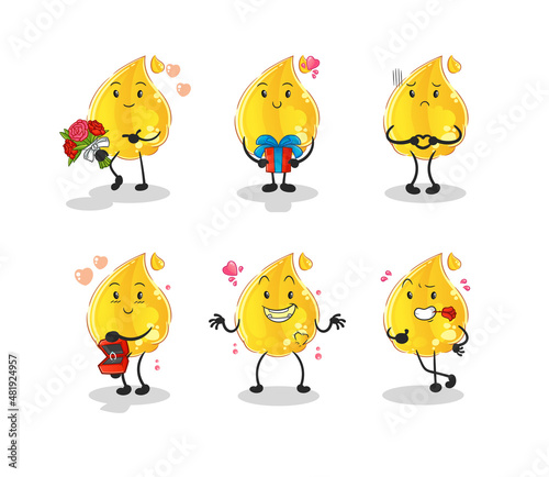 oil love set character. cartoon mascot vector