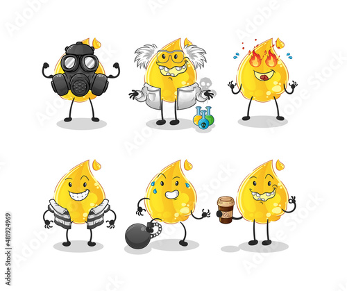 oil villain group character. cartoon mascot vector