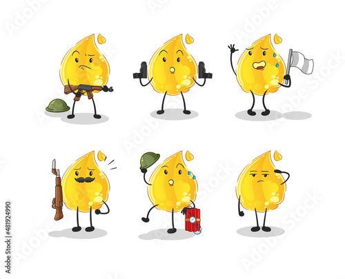 oil troops character. cartoon mascot vector
