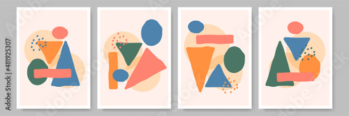 Simple abstract colorful Flat Boho Geometric Neutral Color design Poster