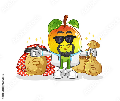 mango rich arabian mascot. cartoon vector