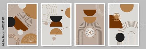 abstract shape colorful Flat Boho Geometric Neutral Color design Poster