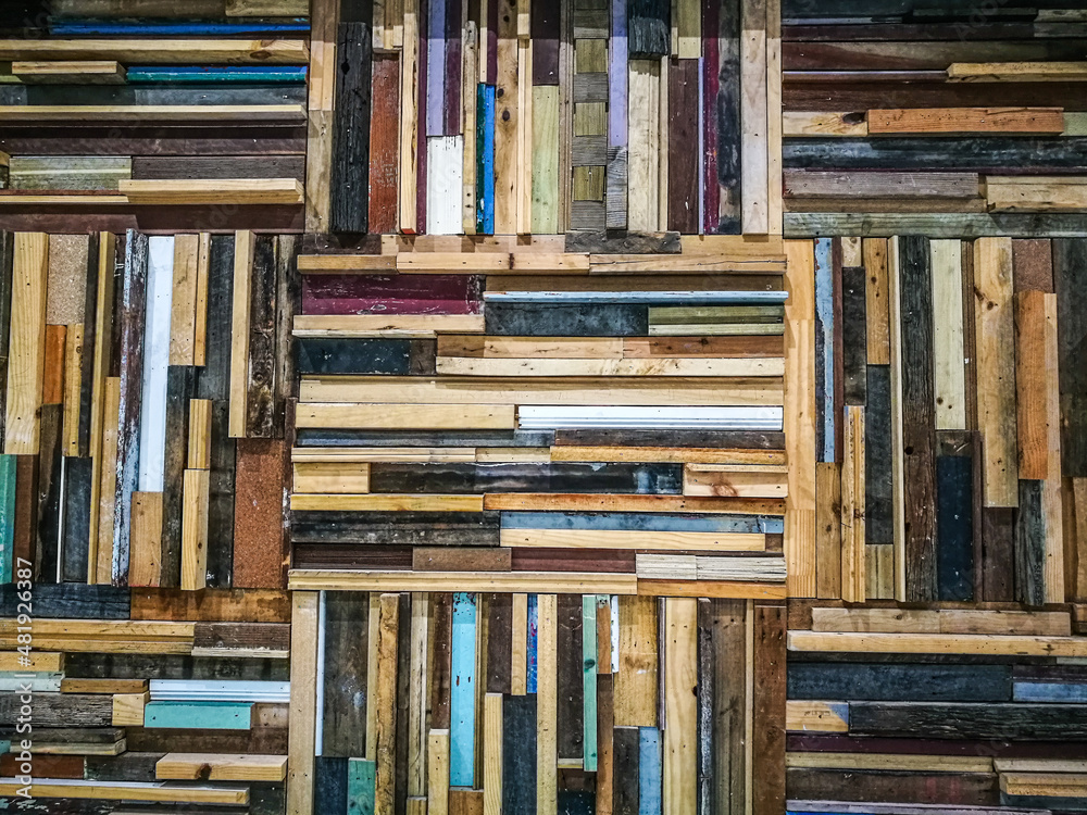 Fototapeta premium Timber wall texture with mix color for the decorative background.