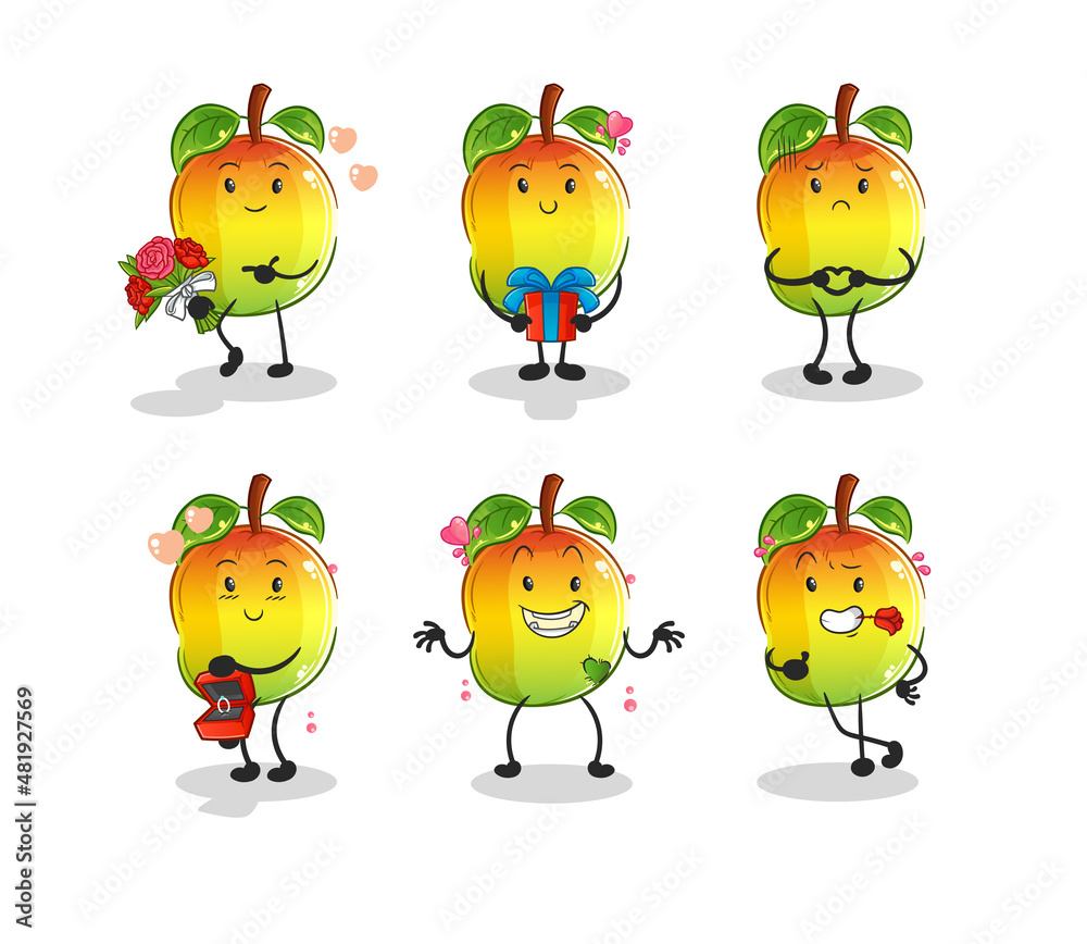 mango love set character. cartoon mascot vector mango love set character. cartoon mascot vector