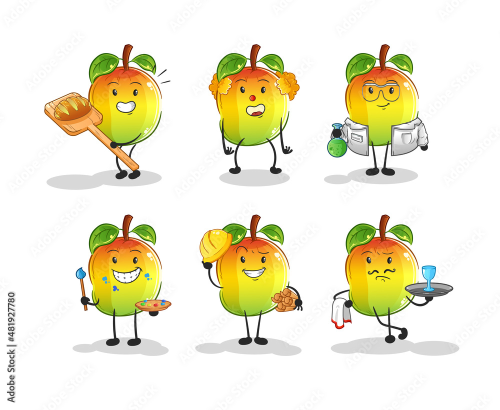 mango profession set character. cartoon mascot vector mango profession set character. cartoon mascot vector