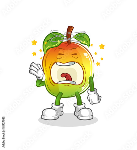mango yawn character. cartoon mascot vector