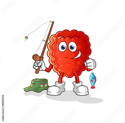 raspberry fisherman illustration. character vector