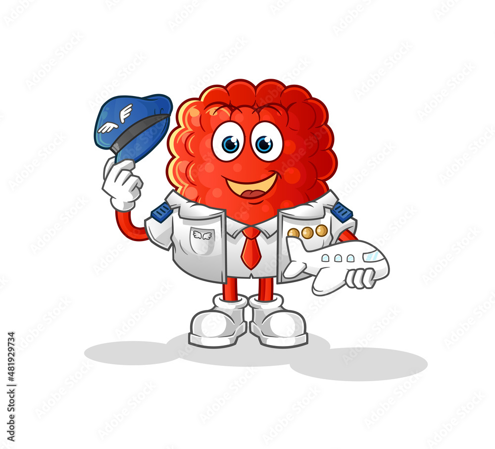 raspberry pilot mascot. cartoon vector