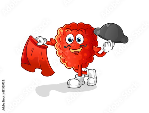 raspberry matador with red cloth illustration. character vector