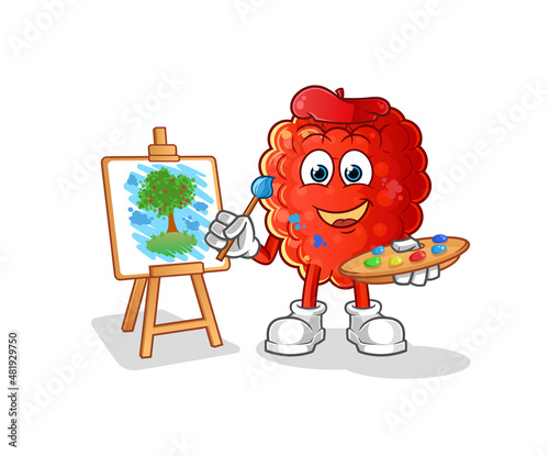 raspberry artist mascot. cartoon vector