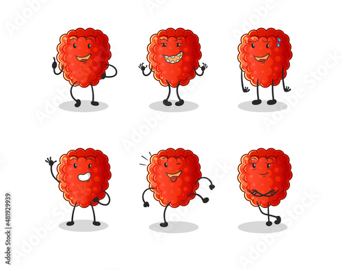 raspberry happy set character. cartoon mascot vector