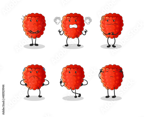 raspberry angry group character. cartoon mascot vector