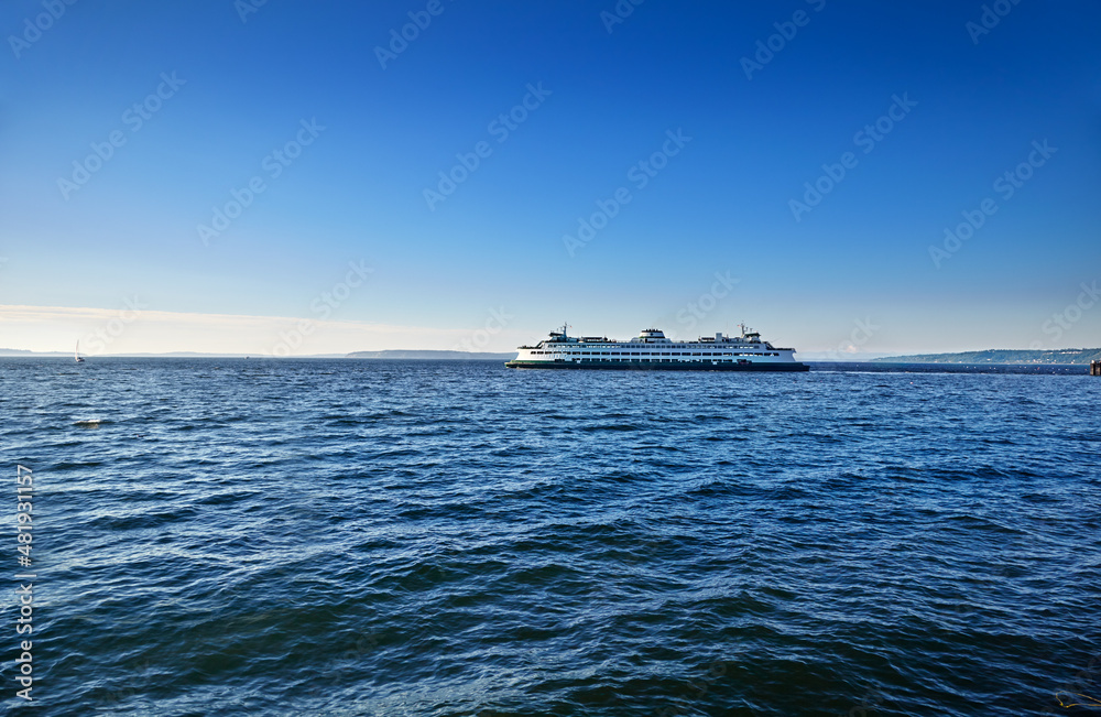 Washington State ferry leaving Edmonds dock for Kingston on a Summer afternoon