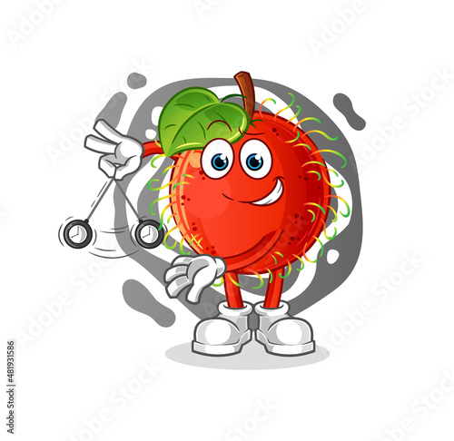 rambutan hypnotizing cartoon. cartoon mascot vector