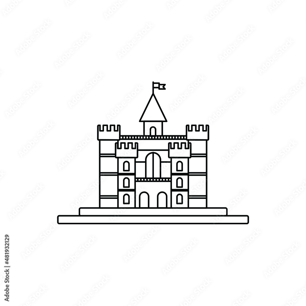 witchcraft and wizardry Hogwarts castle line art logo design